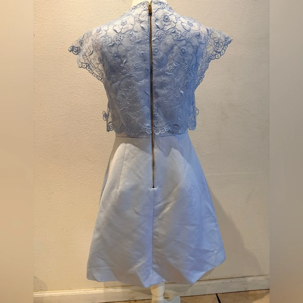 Ted Baker Powder Blue Lace Bodice Fit & Flare Dress Size 2 US 6 Elegant Cocktail - Picture 4 of 7
